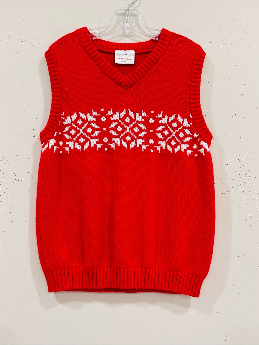 Hanna Andersson Kids Red Fair Isle Sweater Vest Christmas Nordic Size 130 US 8